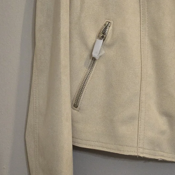 Philosophy Cream Faux Leather Suede Jacket Size Large NWT - Picture 6 of 12